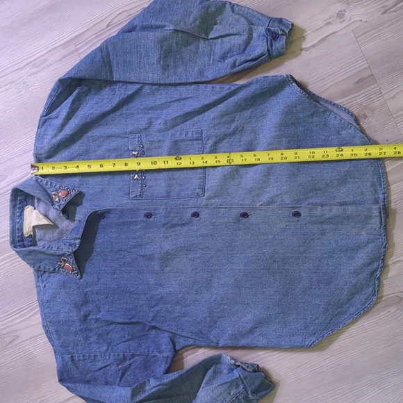 Randy With Love S Pink Embellished Denim Shirt Vintage Made In USA Western Wear - Picture 10 of 16